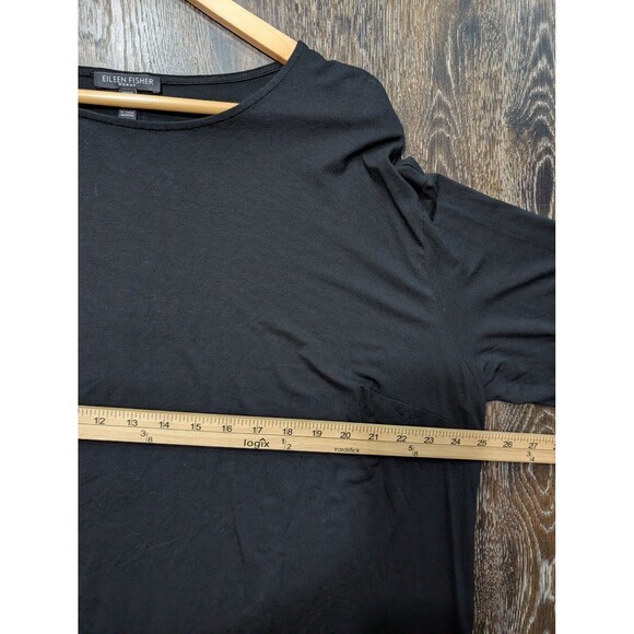 Eileen Fisher Dress Womens 2X Black Long Sleeve Scoop Neck Tunic Made in USA Mb - Picture 7 of 8